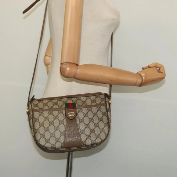 GUCCI GG Supreme Web Sherry Line Shoulder Bag PVC Beige 89 02 032 Auth 135357 - Picture 3 of 16